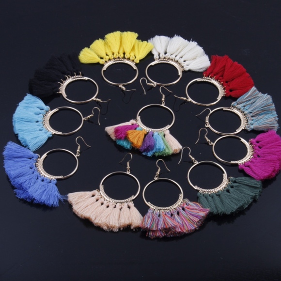 Bohemian Tassel Fringe Hook Earring - Picture 3 of 4